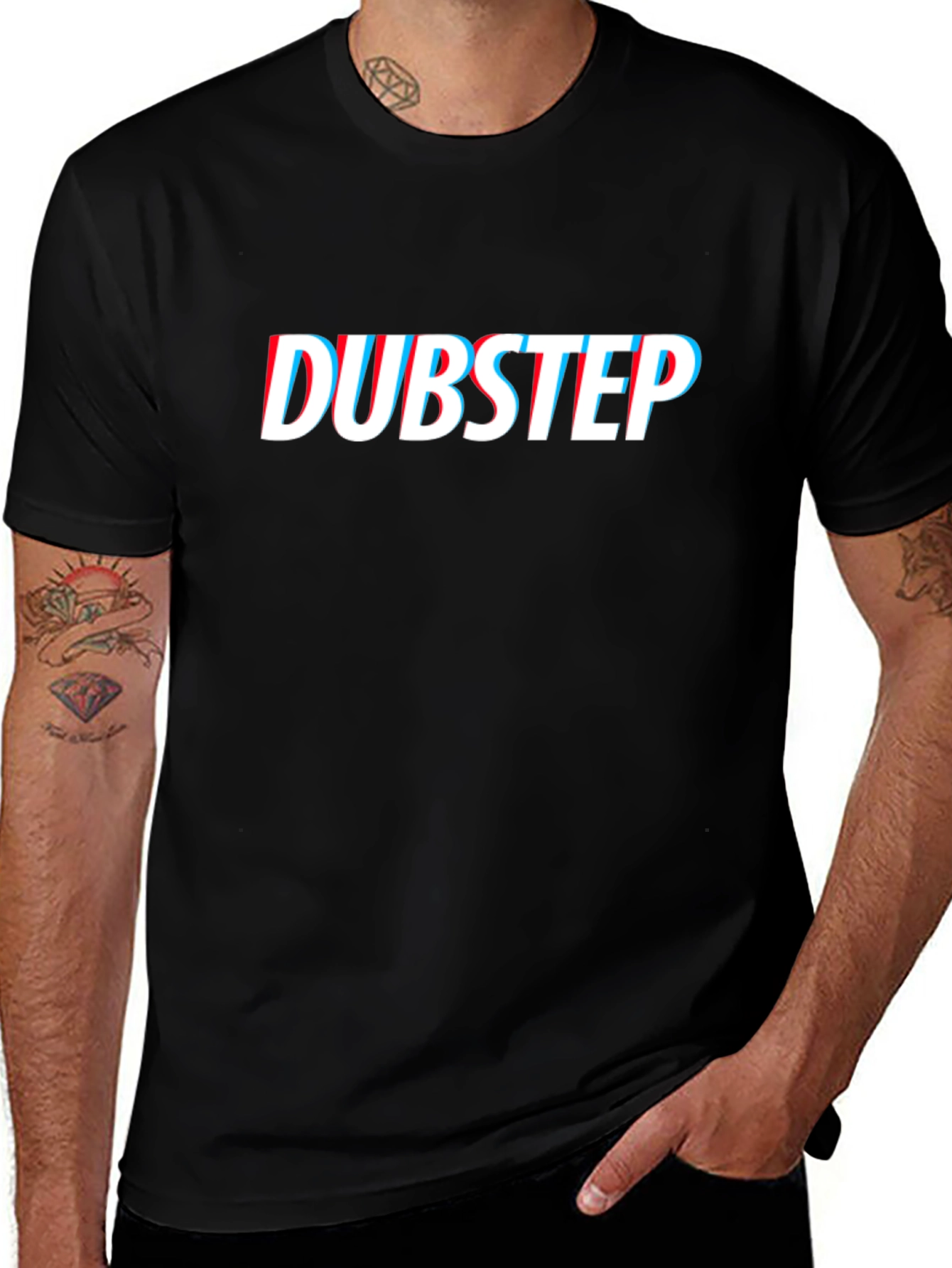 Dubstep Graphic Tee - Black Cotton Blend Casual T-Shirt