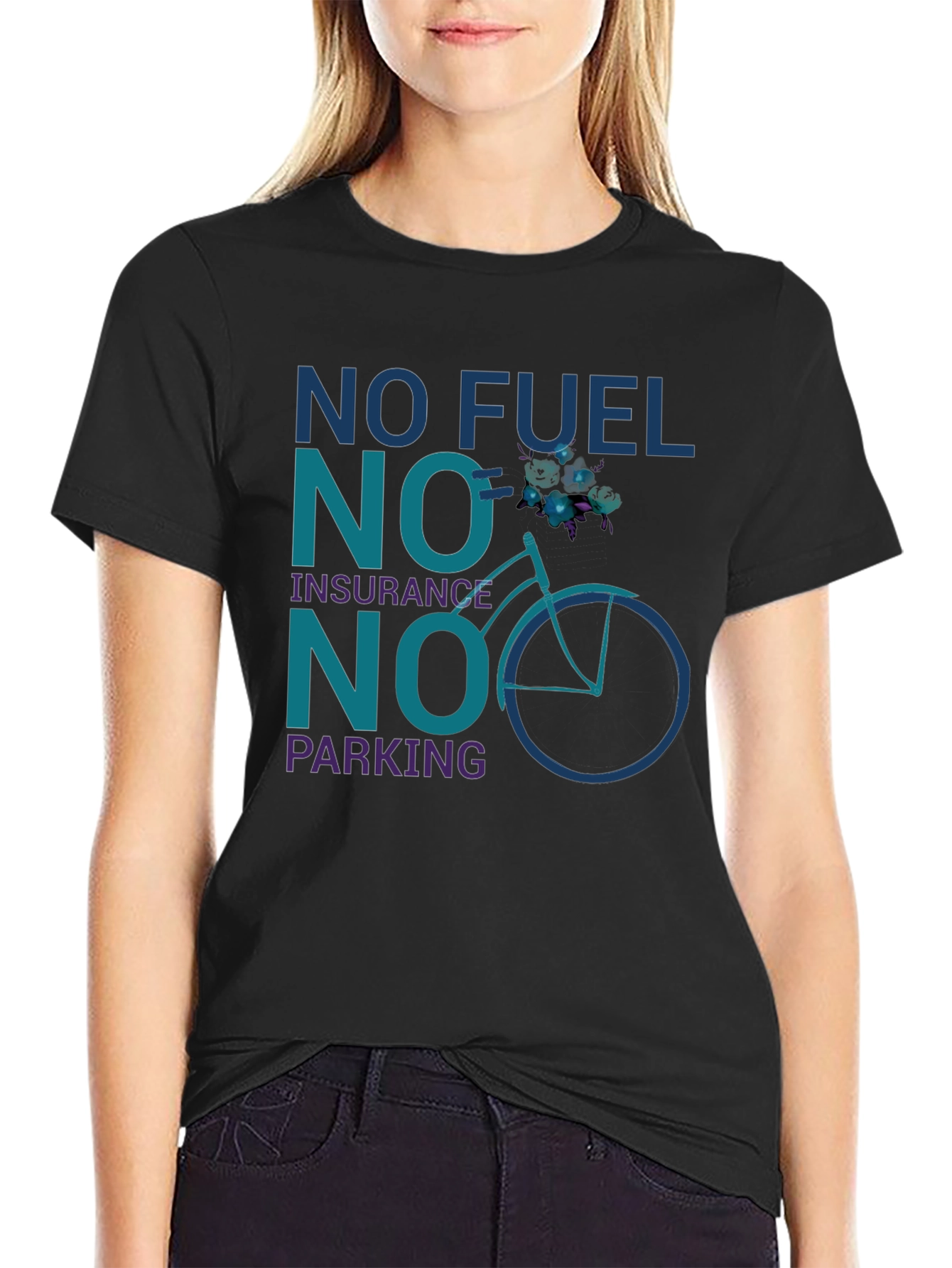 Eco-Friendly Bicycle T-Shirt - No Fuel Insurance Parking