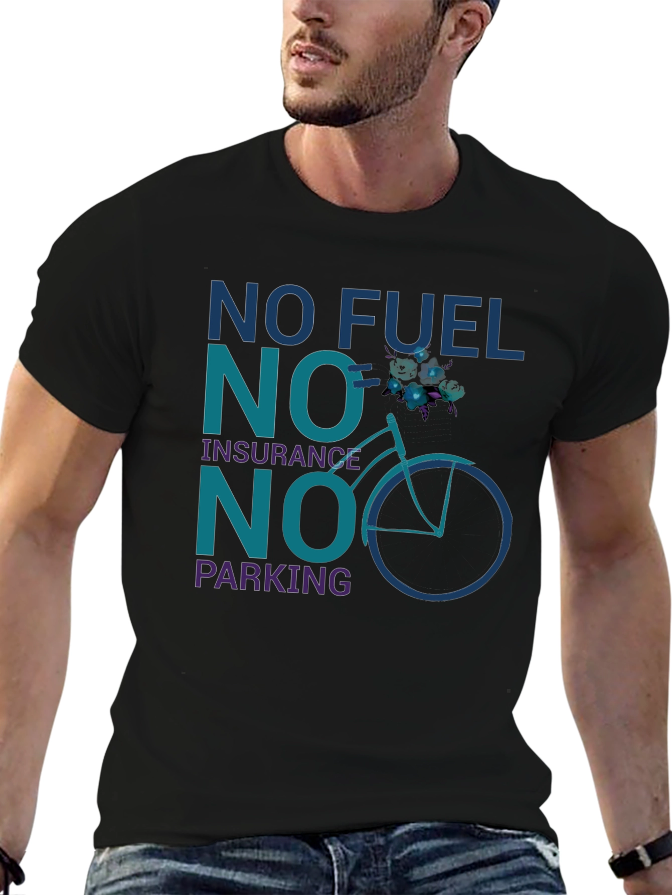 Eco-Friendly Bicycle T-Shirt - No Fuel Insurance Parking