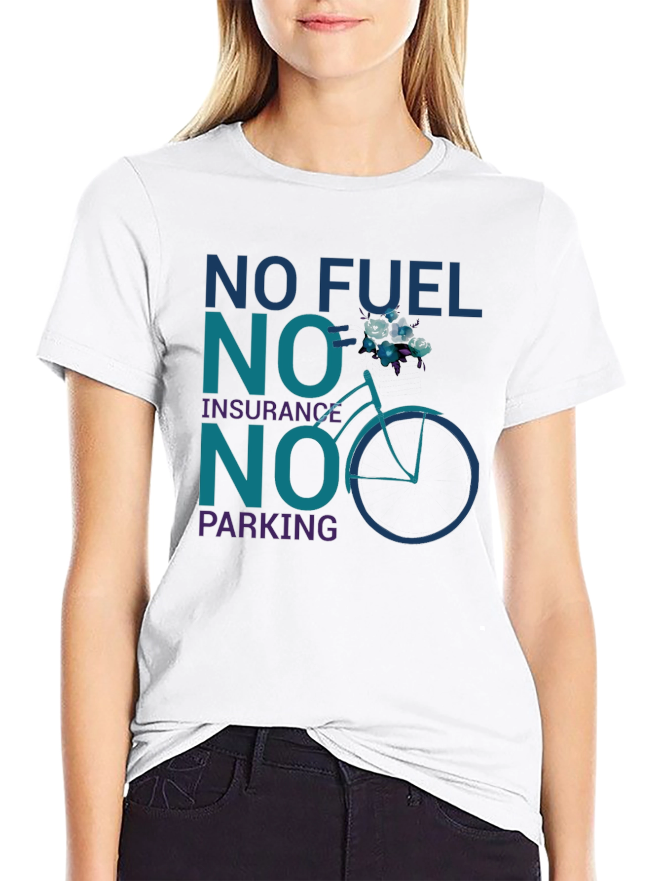 Eco-Friendly Bicycle T-Shirt - No Fuel Insurance Parking