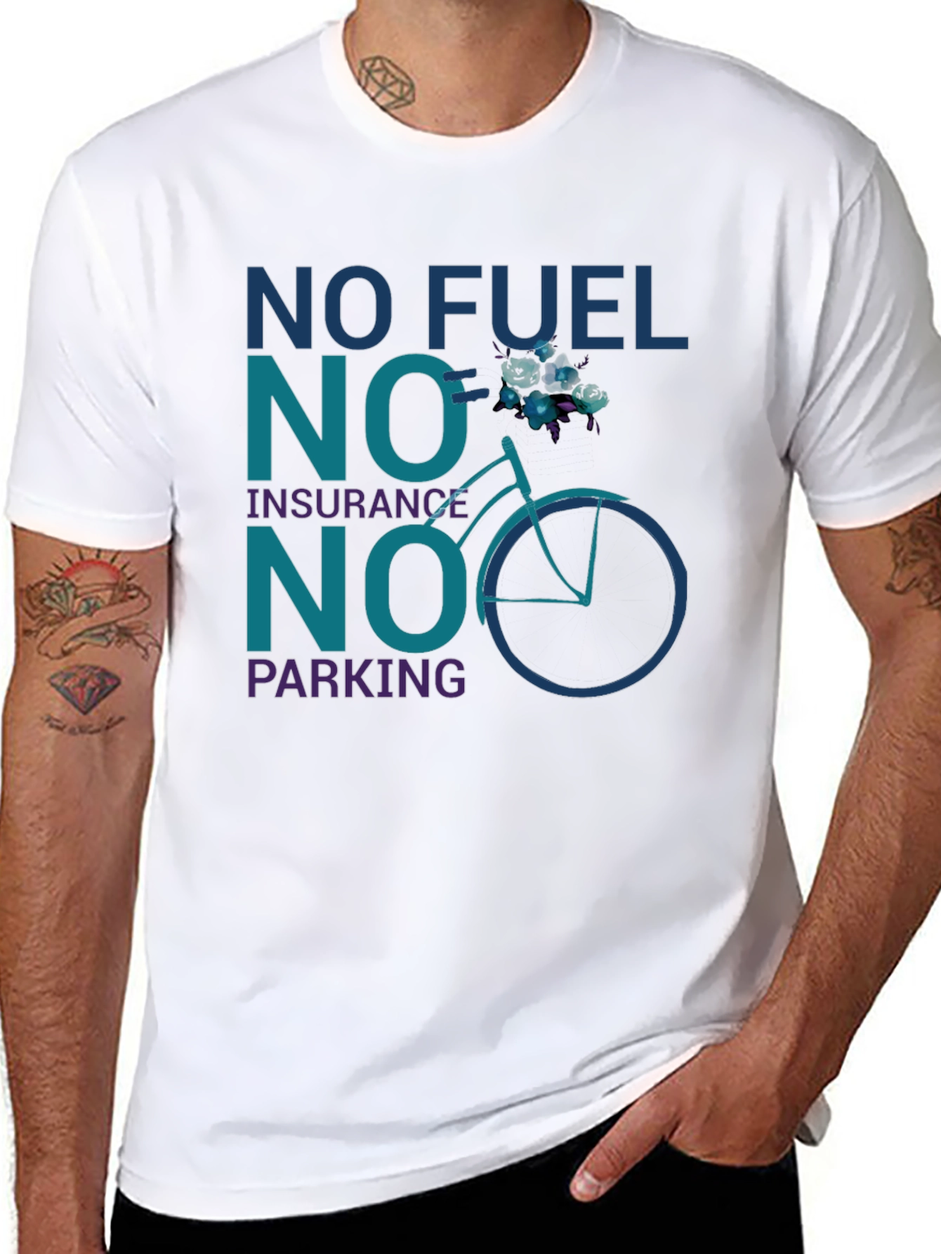 Eco-Friendly Bicycle T-Shirt - No Fuel Insurance Parking