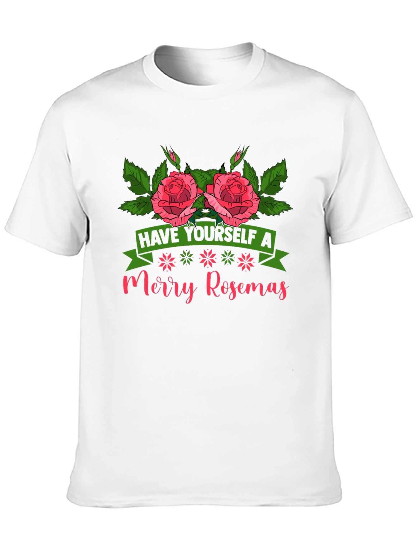 Merry Rosemas T-Shirt - Floral Holiday Tee