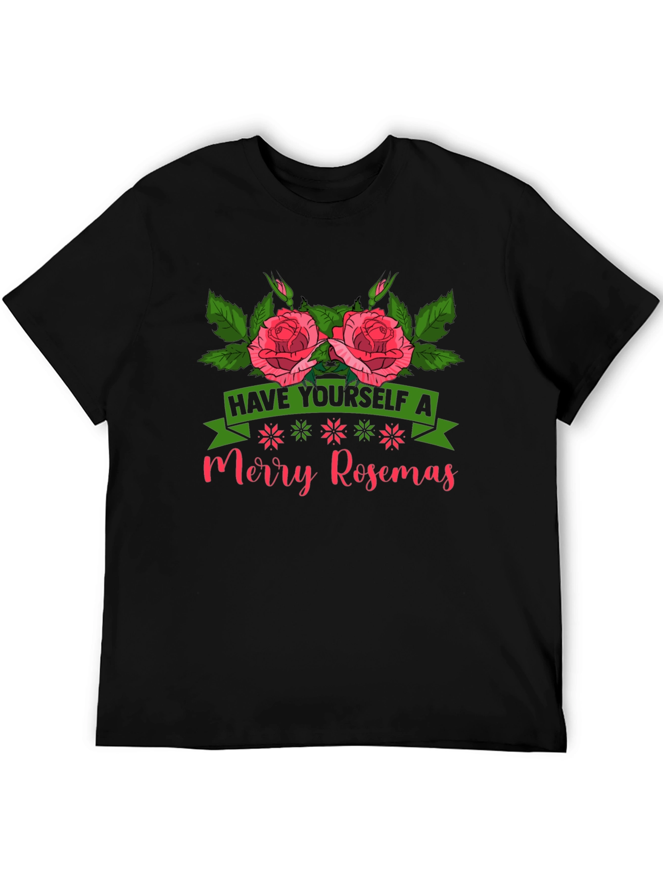 Merry Rosemas T-Shirt - Floral Holiday Tee