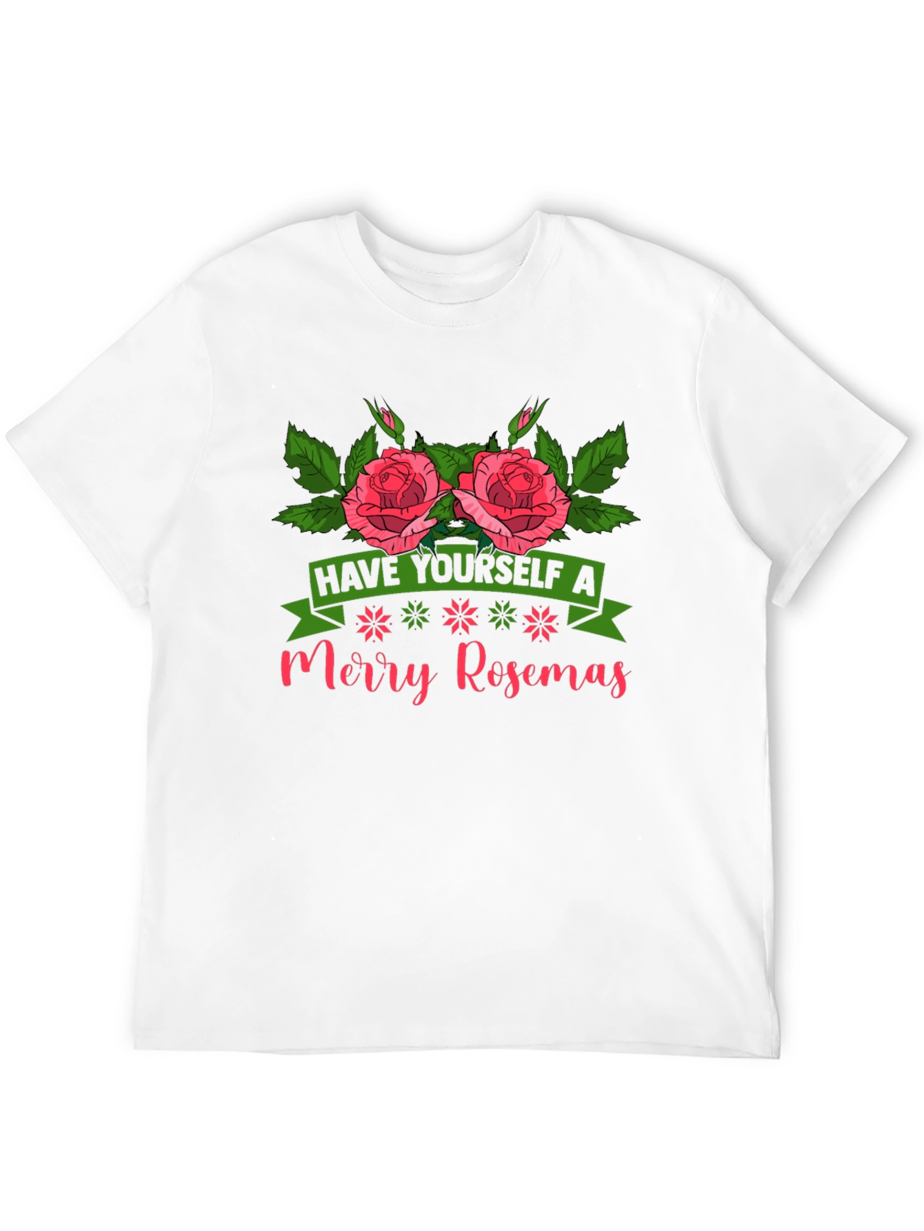 Merry Rosemas T-Shirt - Floral Holiday Tee