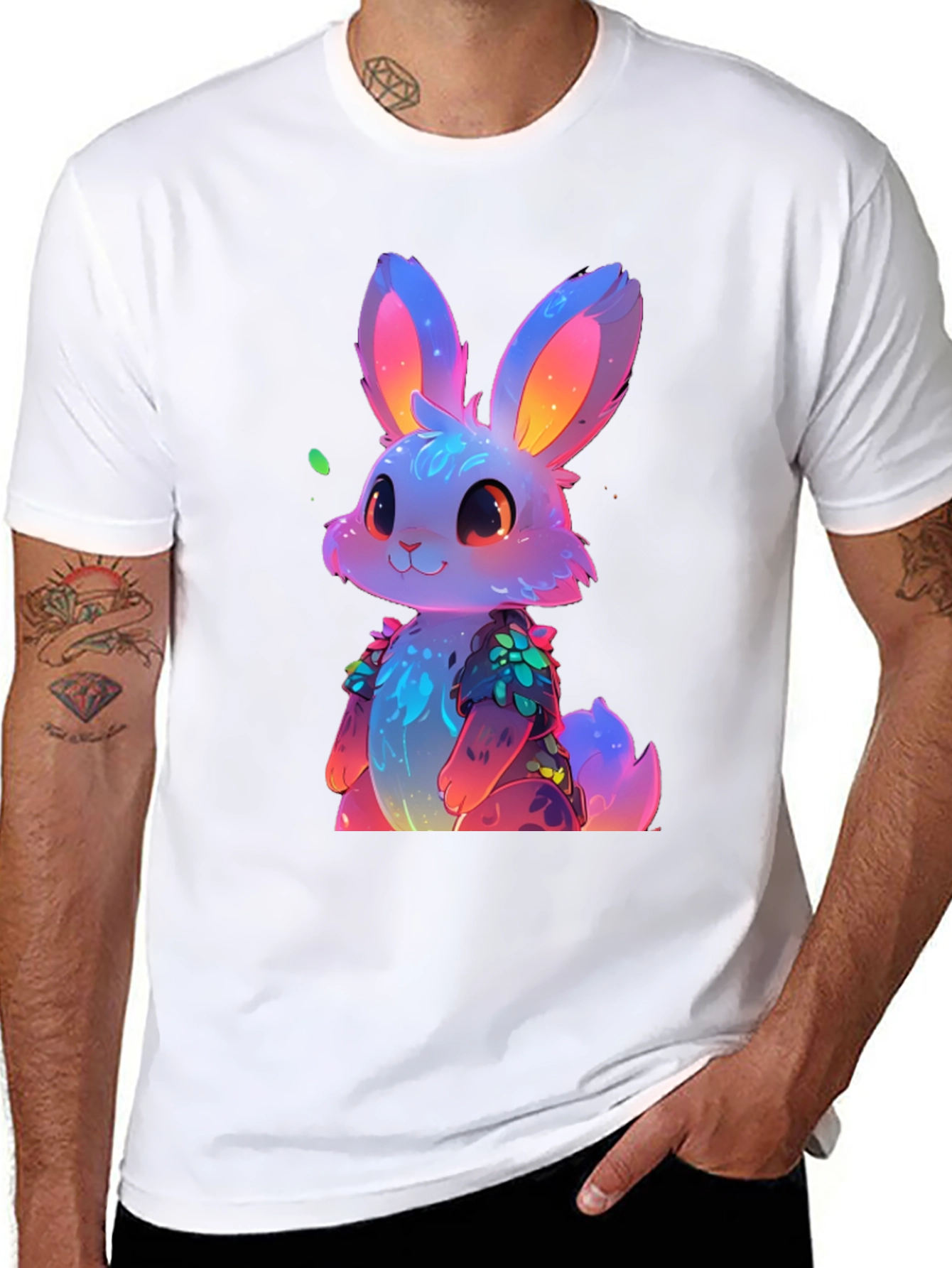 Neon Bunny Graphic Tee - Black