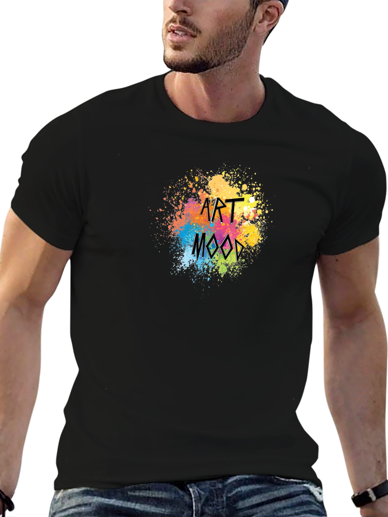 Art Mood Black T-Shirt - Stylish Paint Splatter Design