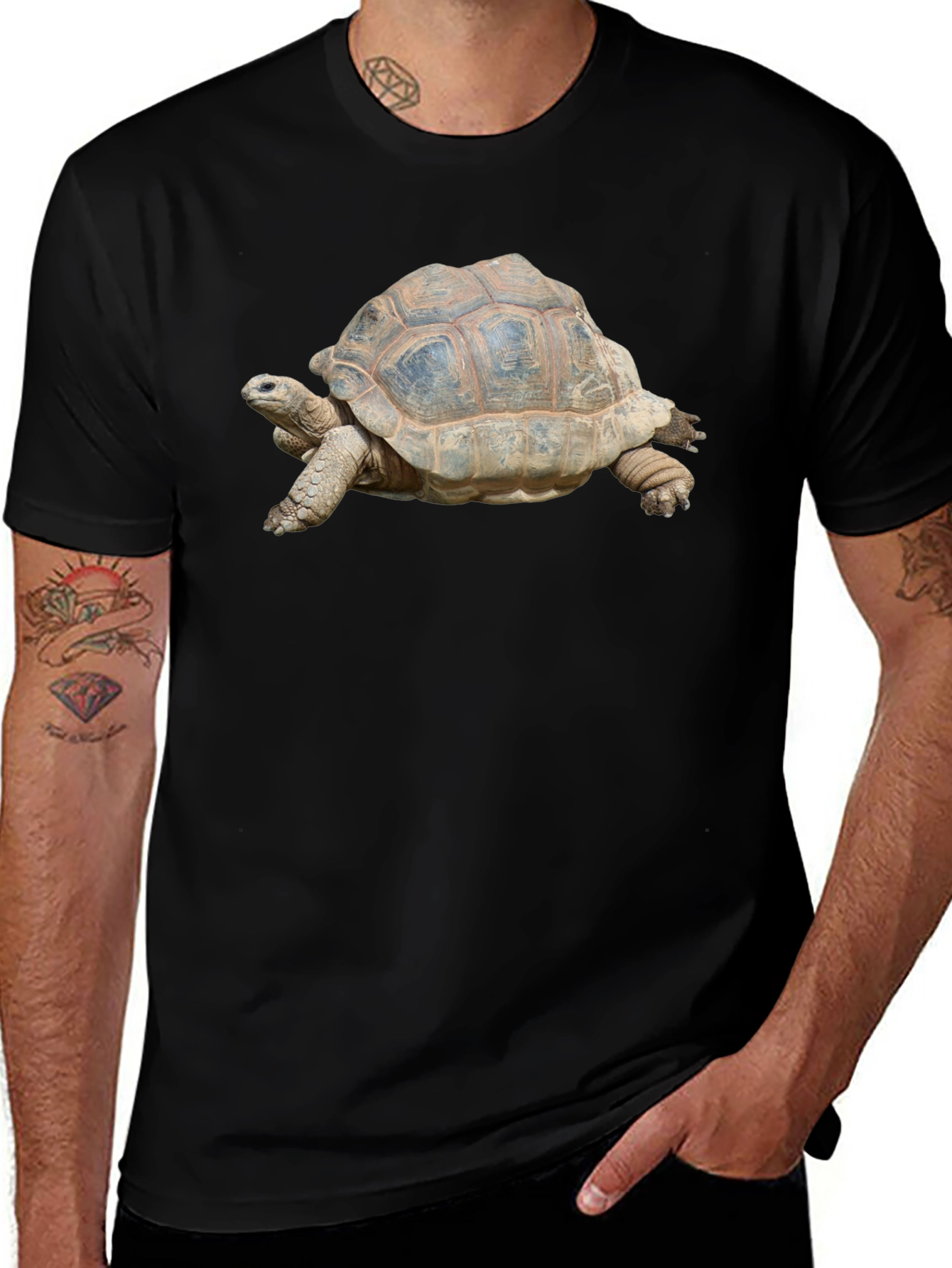 Turtle Graphic T-Shirt - Black Cotton Tee