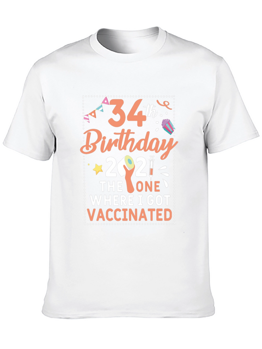 34th Birthday Vaccination 2021 Black T-Shirt
