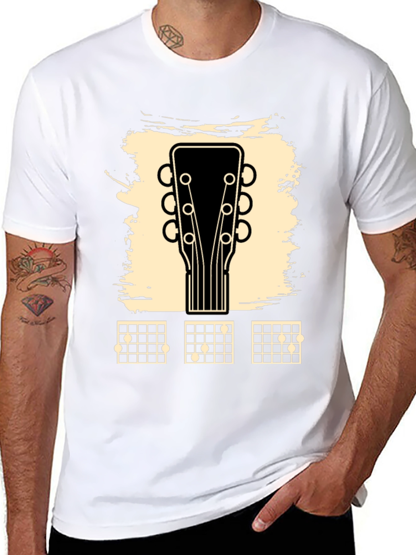 Guitar Headstock & Chord Chart Graphic Tee
