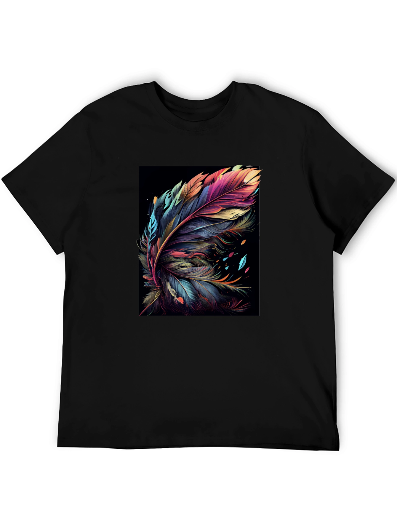 Feather Art Black T-Shirt