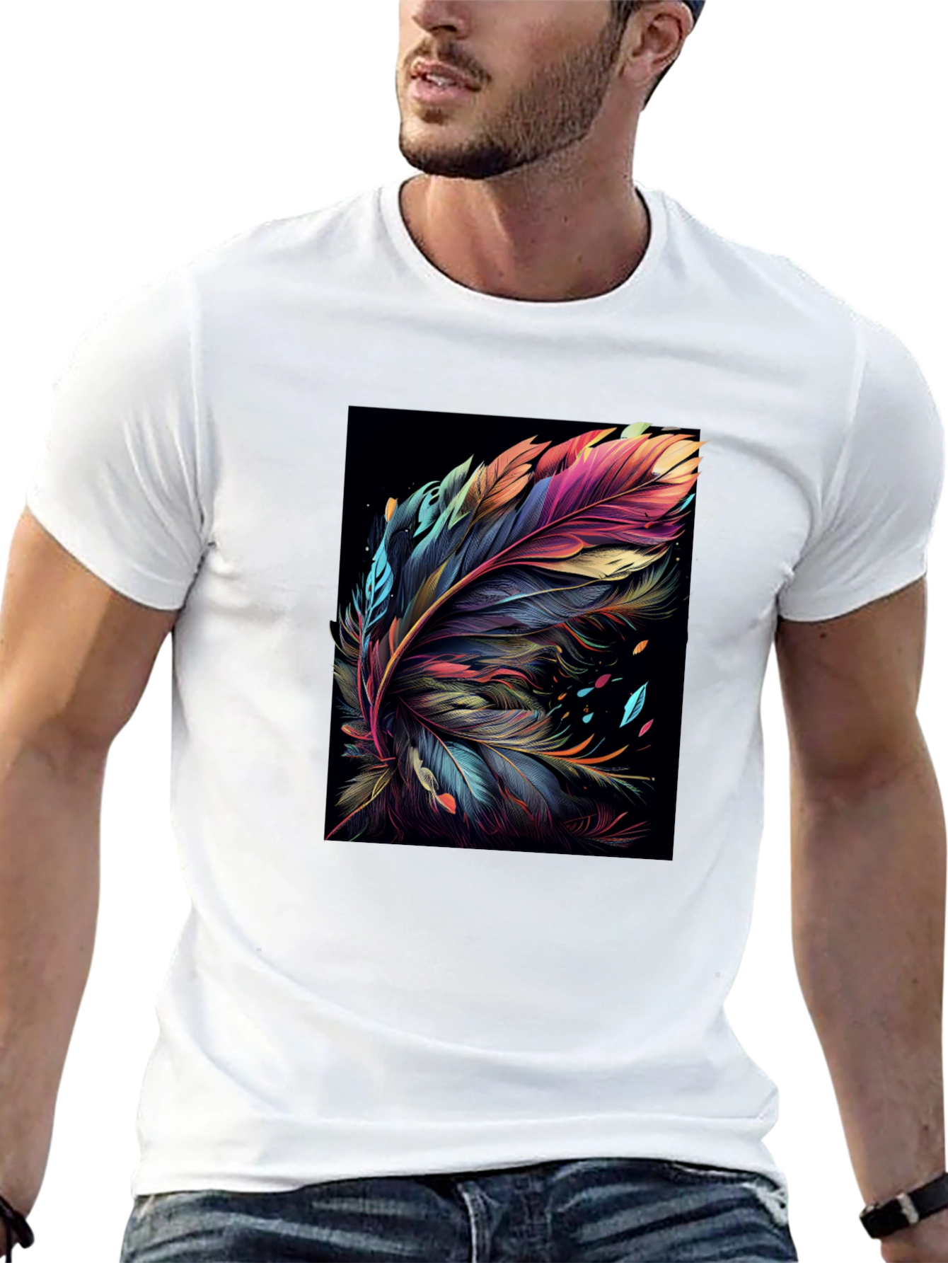 Feather Art Black T-Shirt