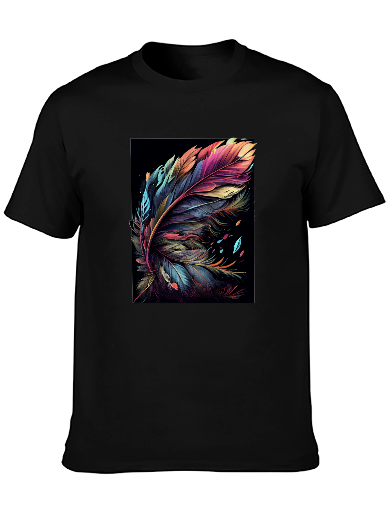 Feather Art Black T-Shirt