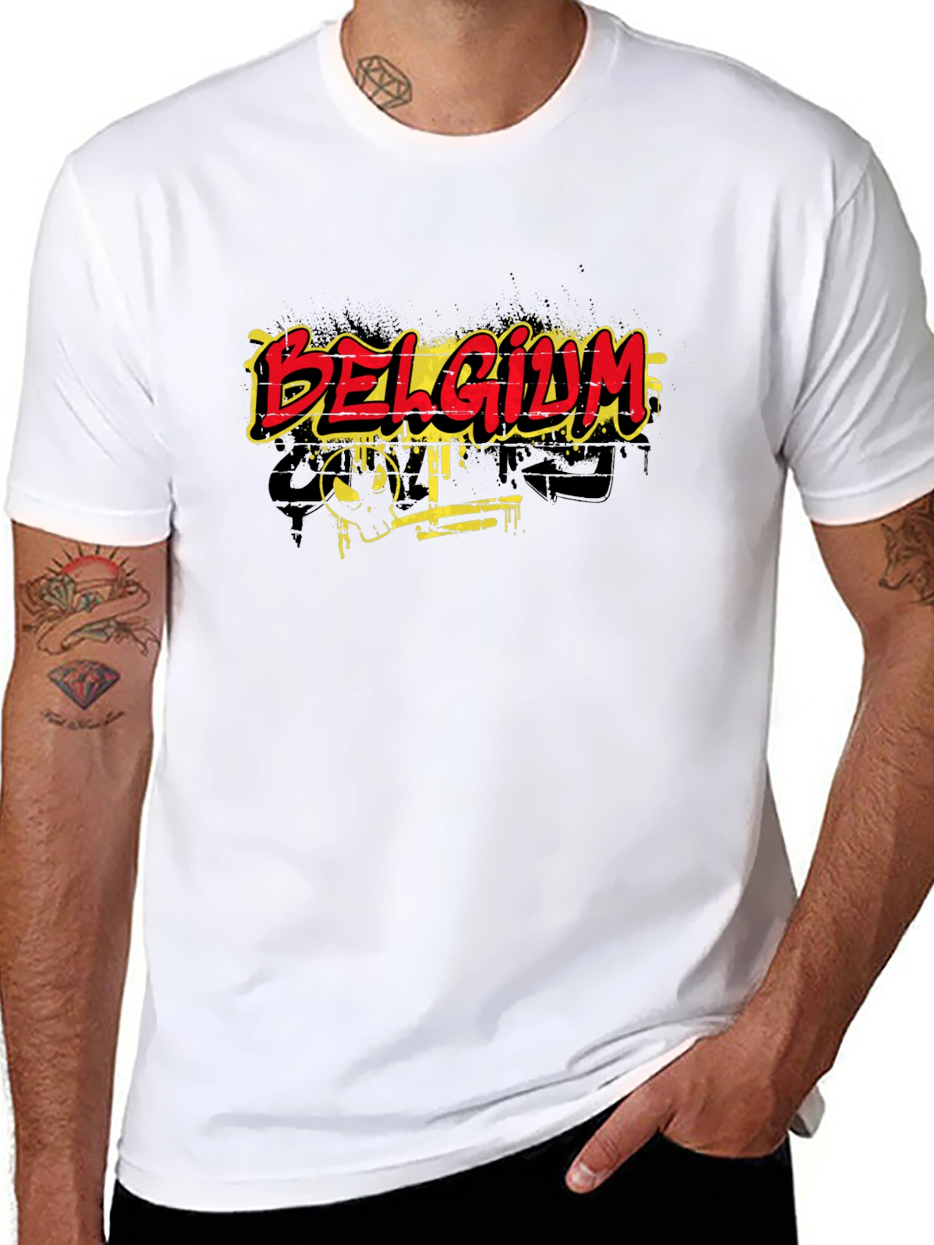 Belgium Graphic Print Black T-Shirt