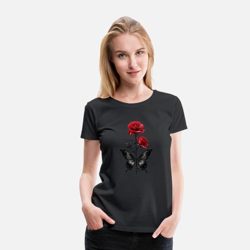 Elegant Red Roses with Black Butterfly