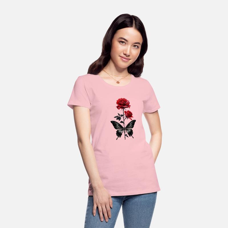 Elegant Red Roses with Black Butterfly
