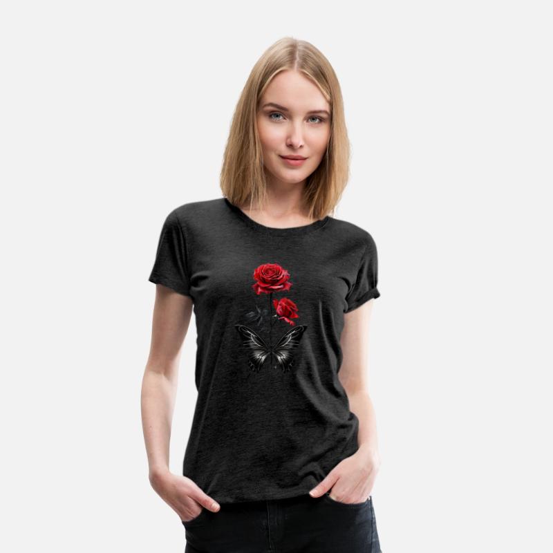 Elegant Red Roses with Black Butterfly