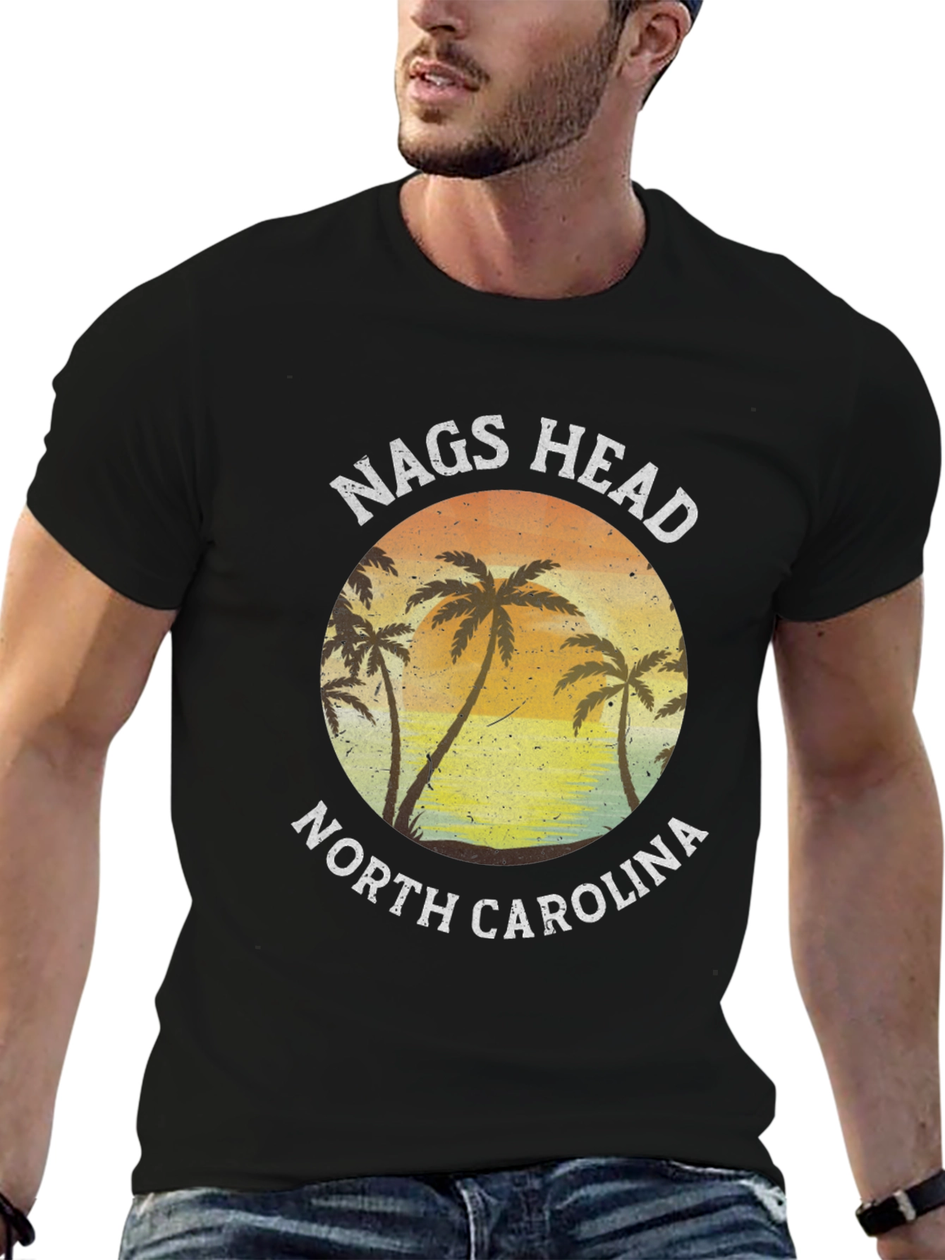 Nags Head North Carolina Palm Tree Graphic T-Shirt