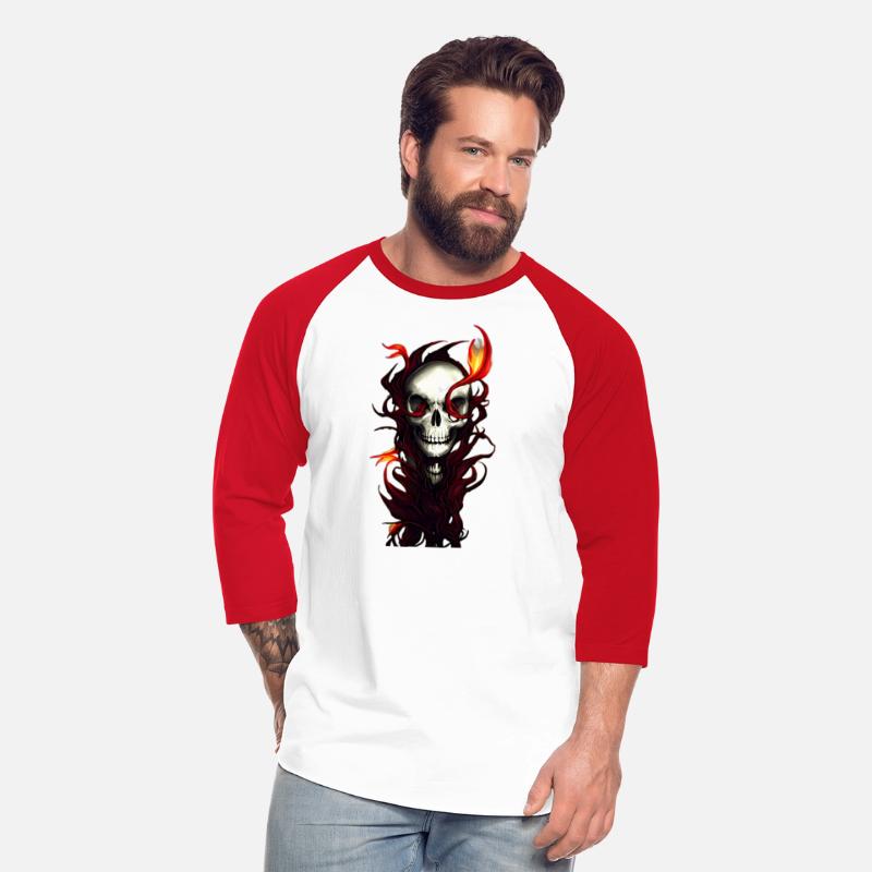 Ensnared Horror Skull Entwined in Red Plants