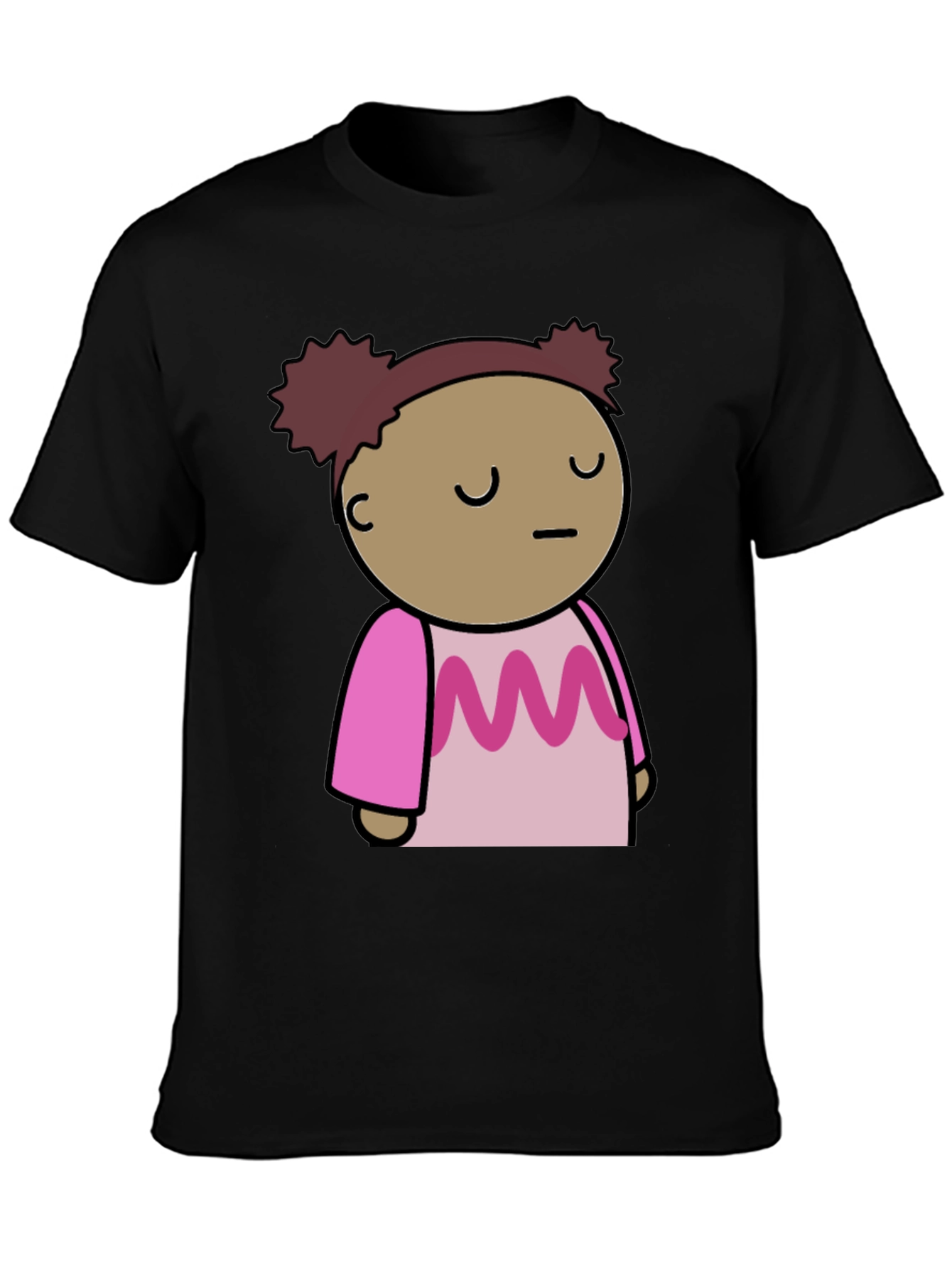 Cute Cartoon Character Black T-Shirt