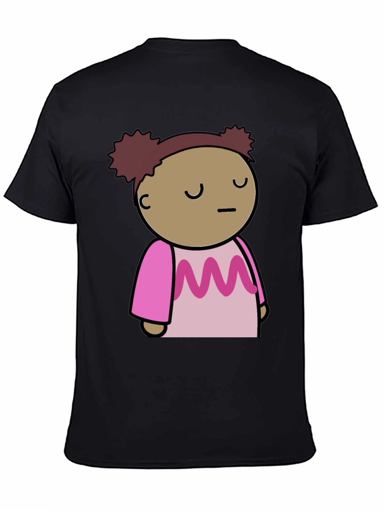 Cute Cartoon Character Black T-Shirt