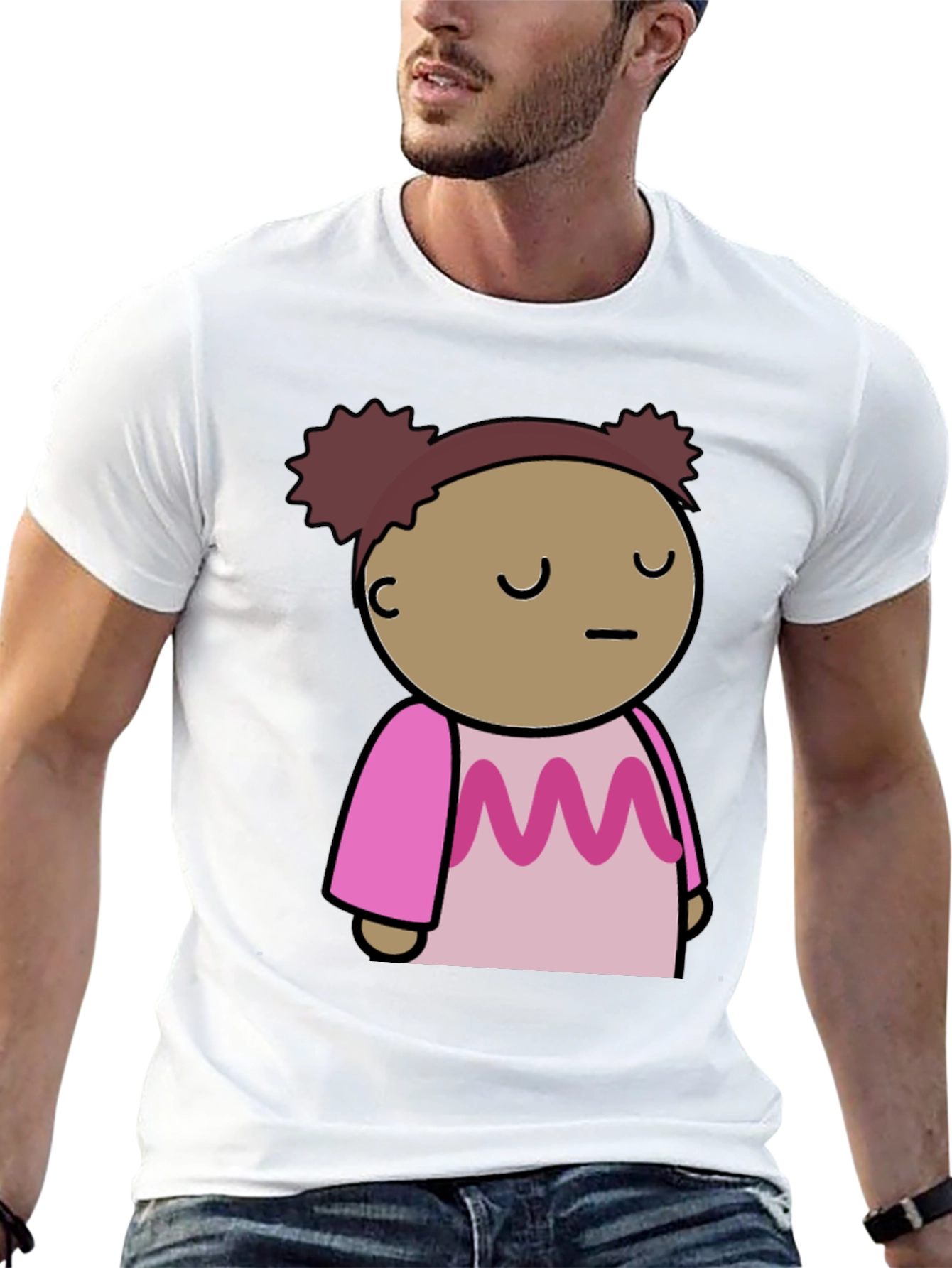 Cute Cartoon Character Black T-Shirt