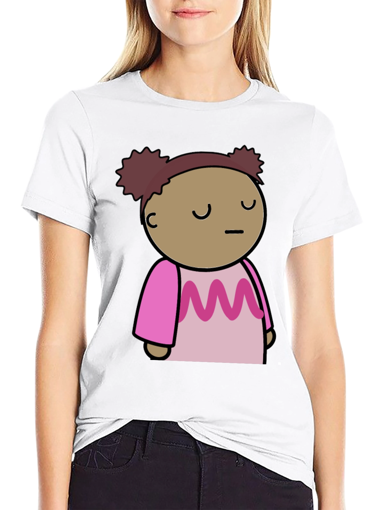 Cute Cartoon Character Black T-Shirt