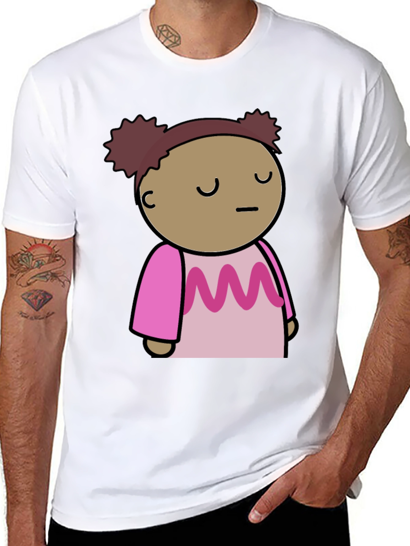 Cute Cartoon Character Black T-Shirt