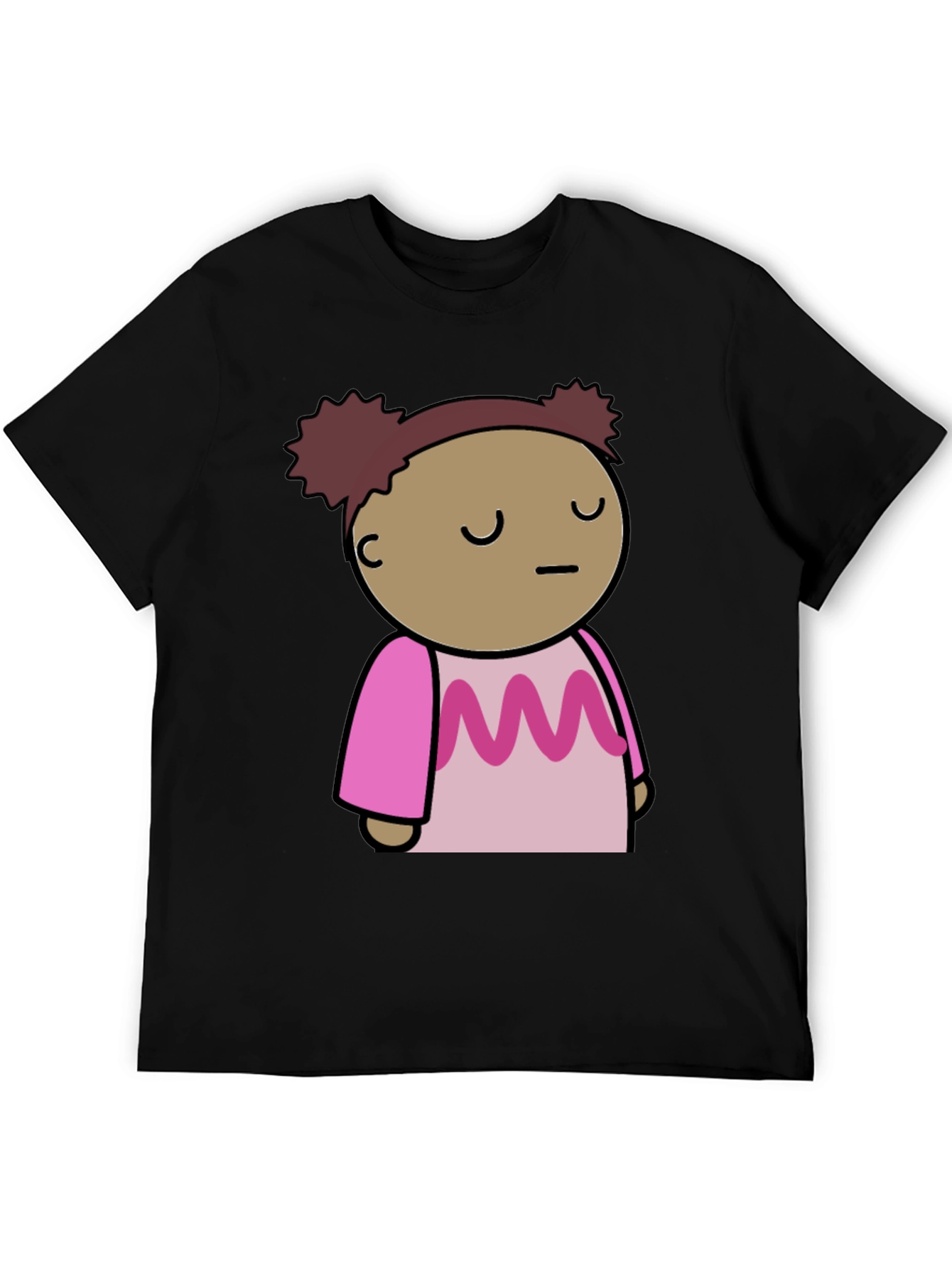 Cute Cartoon Character Black T-Shirt