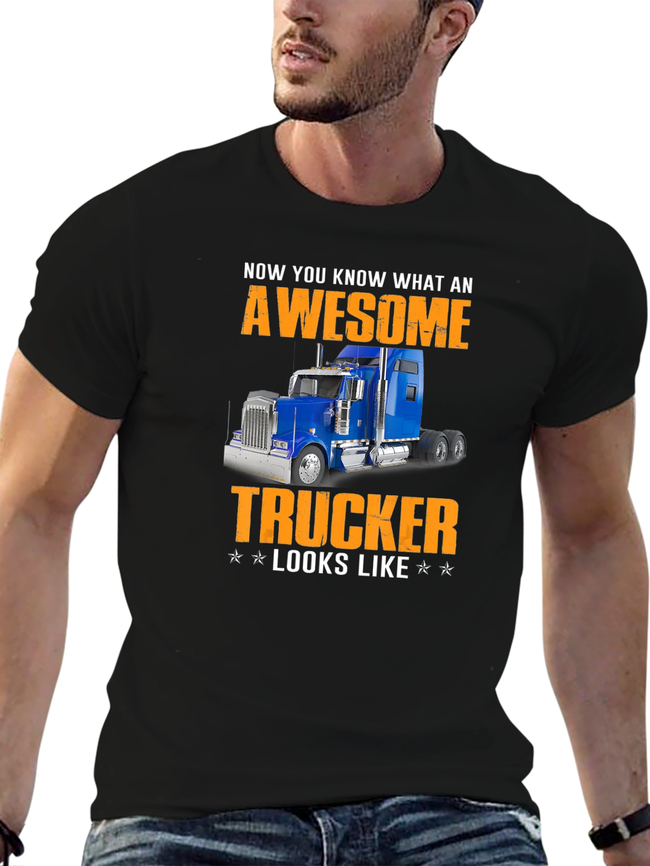 Awesome Trucker T-Shirt - Black