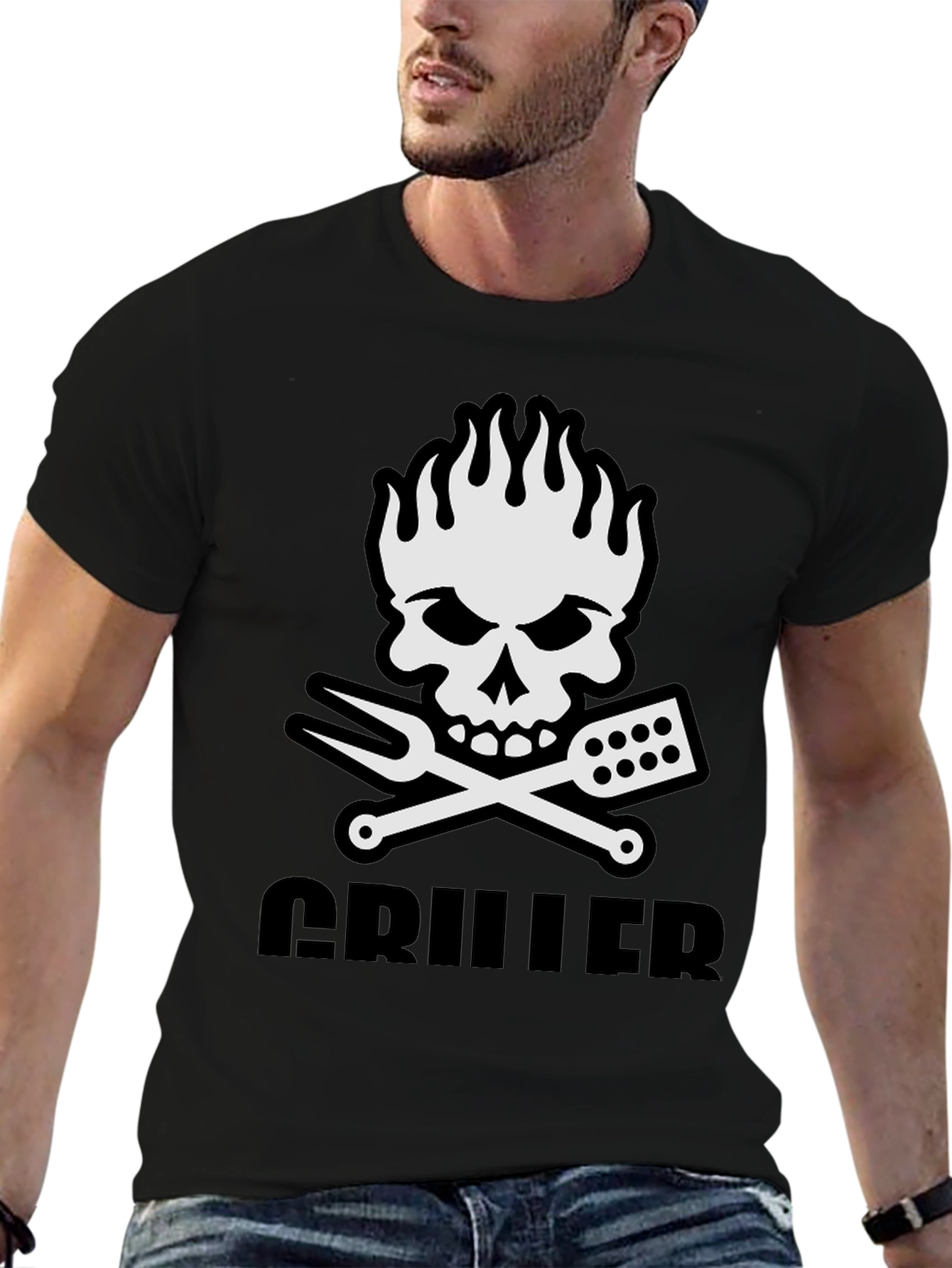Griller Skull Graphic T-Shirt - BBQ Master