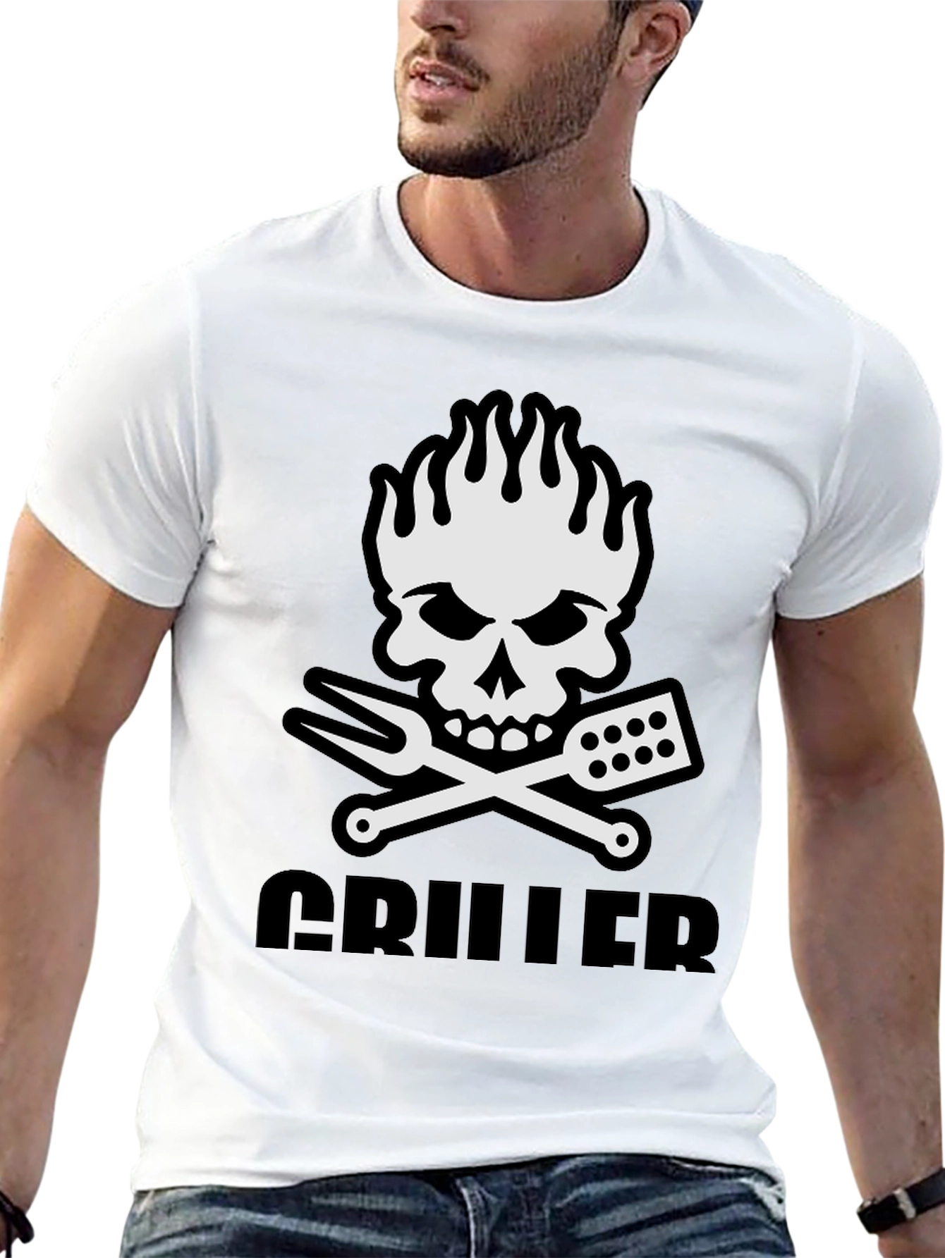Griller Skull Graphic T-Shirt - BBQ Master