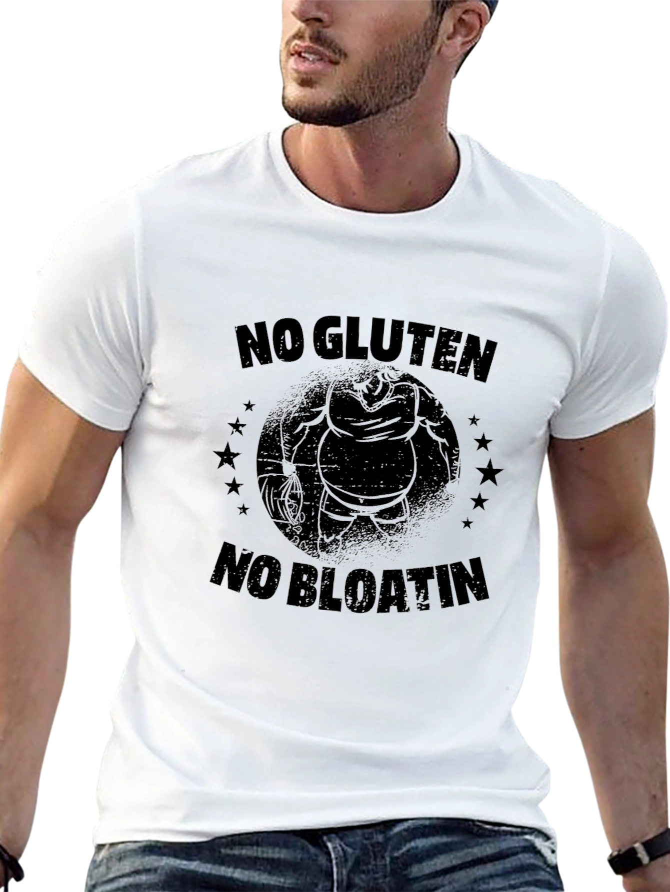 No Gluten No Bloatin Black T-Shirt - Gym Fitness