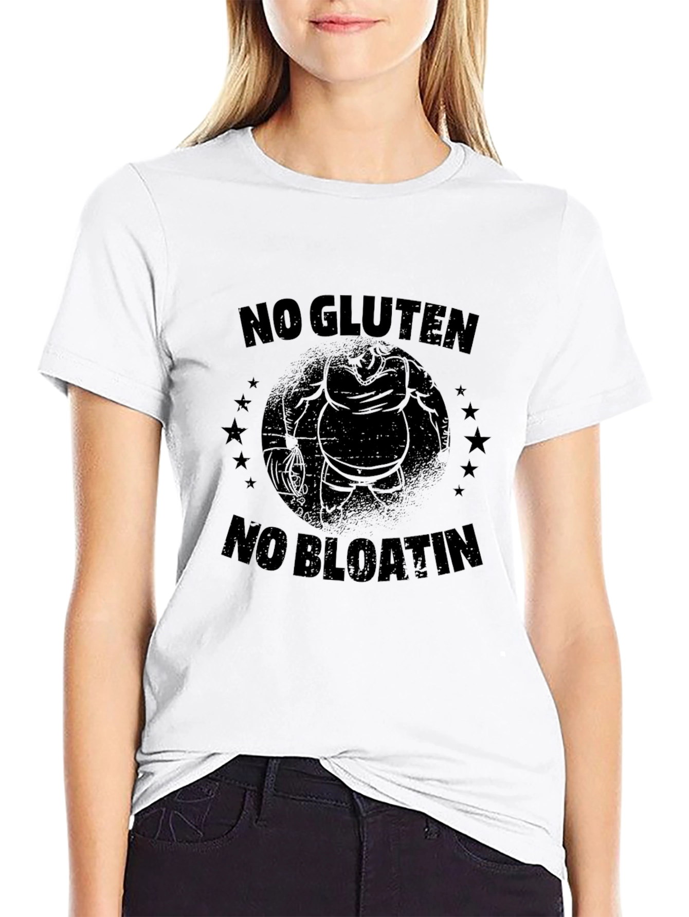 No Gluten No Bloatin Black T-Shirt - Gym Fitness