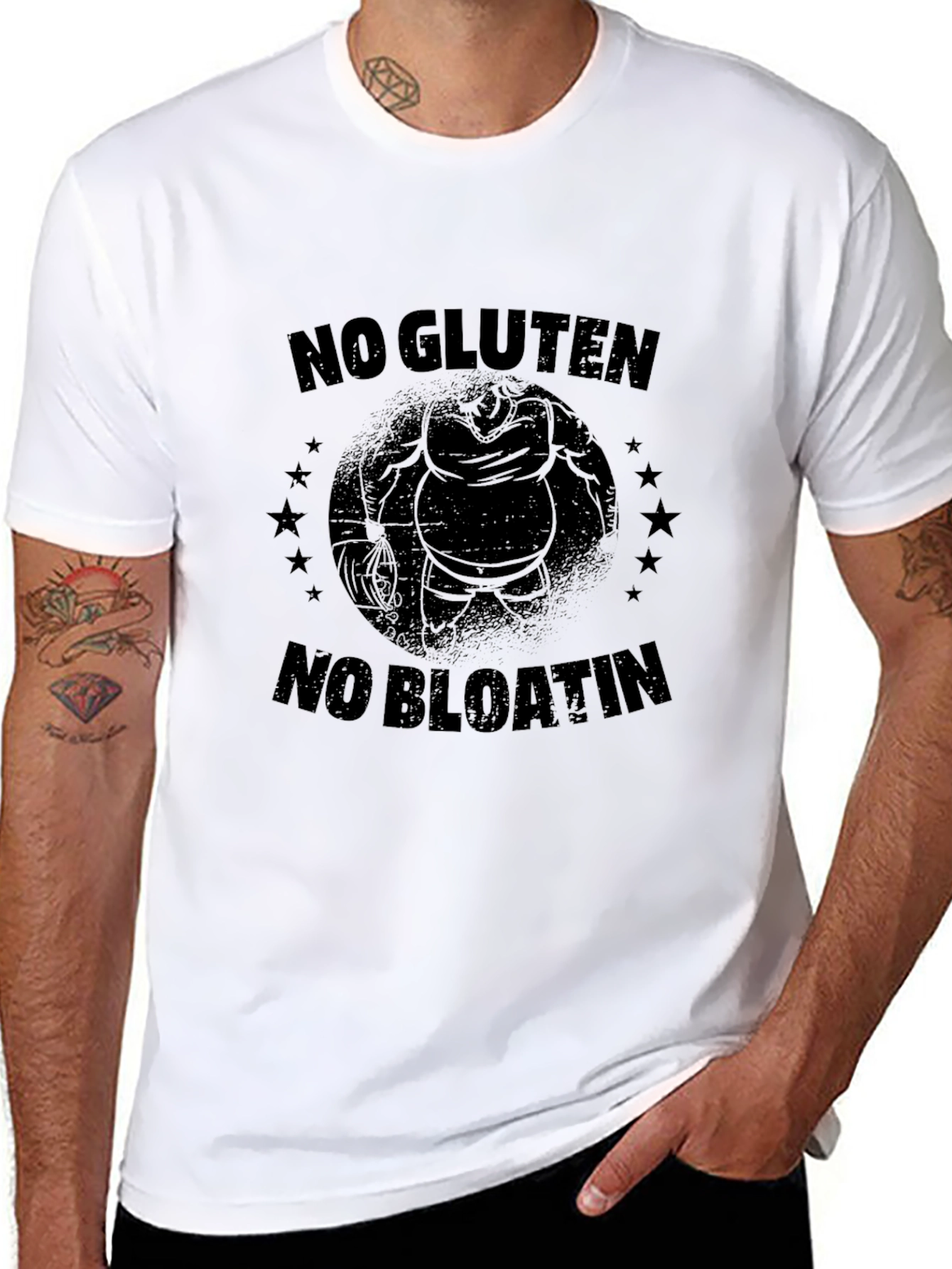 No Gluten No Bloatin Black T-Shirt - Gym Fitness