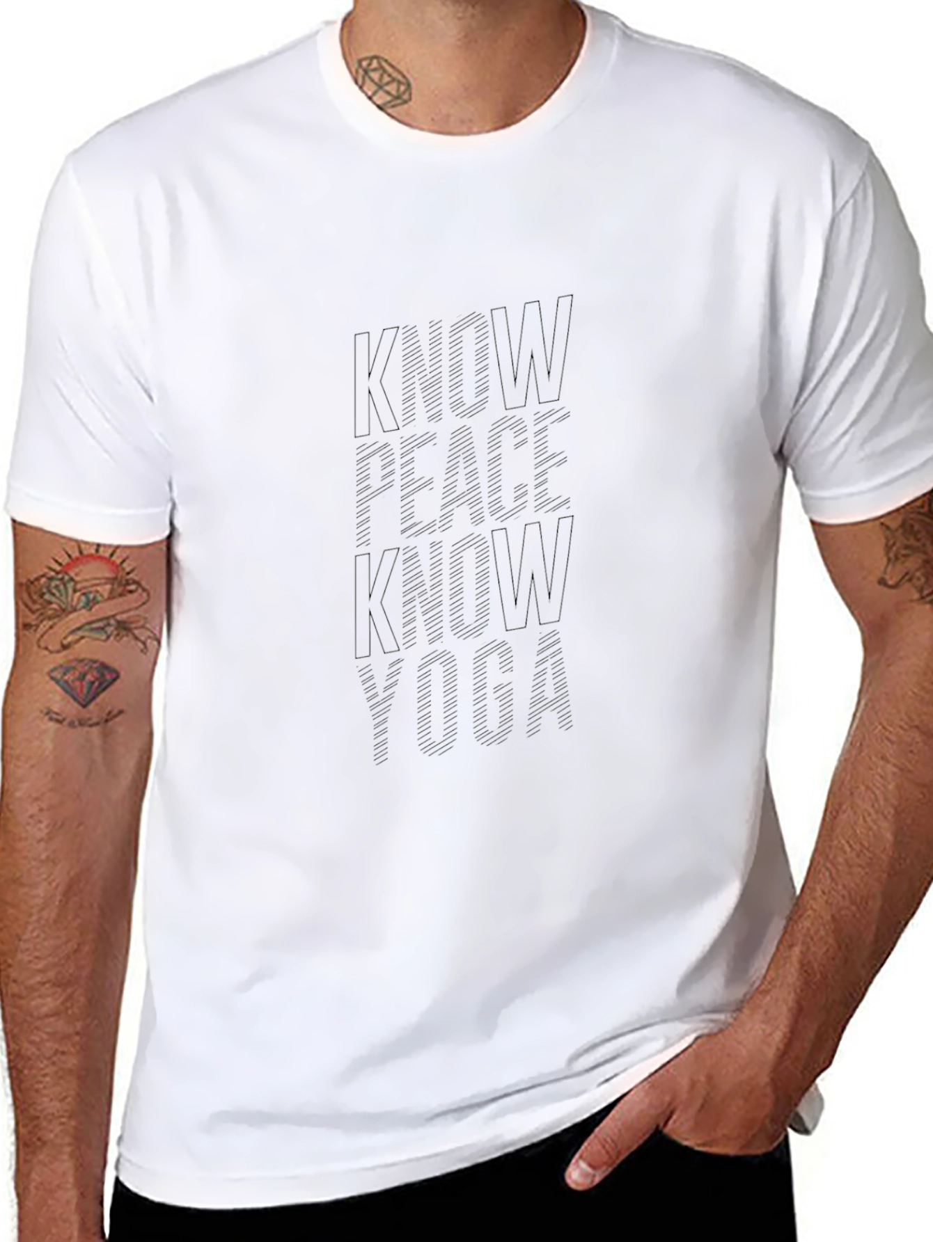 Know Peace Know Yoga Black Graphic T-Shirt