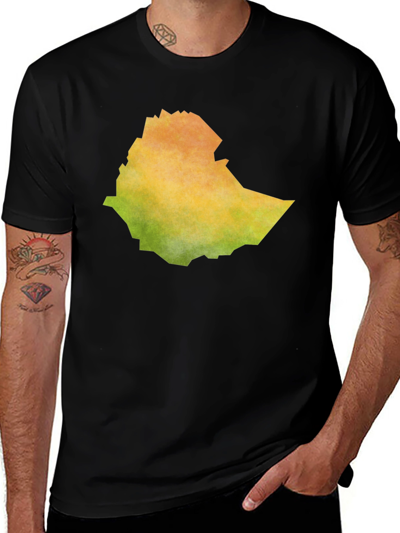 Ethiopia Map T-Shirt - Black Cotton Blend