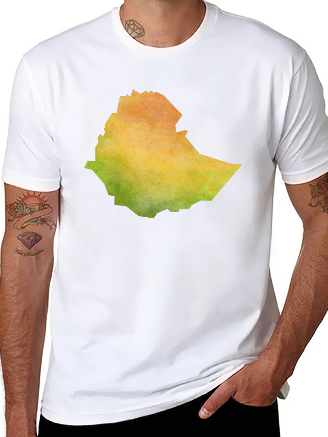 Ethiopia Map T-Shirt - Black Cotton Blend