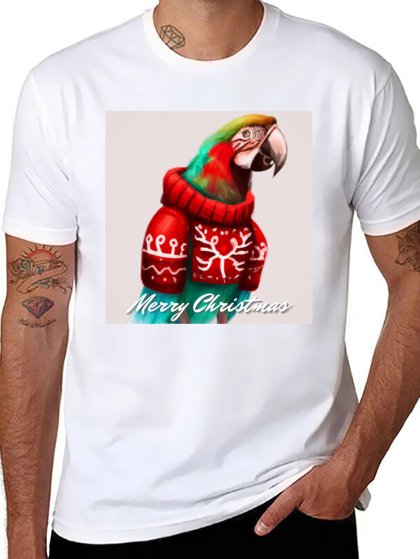 Festive Parrot Christmas T-Shirt