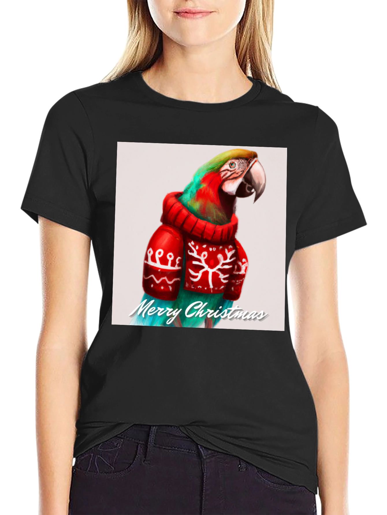 Festive Parrot Christmas T-Shirt