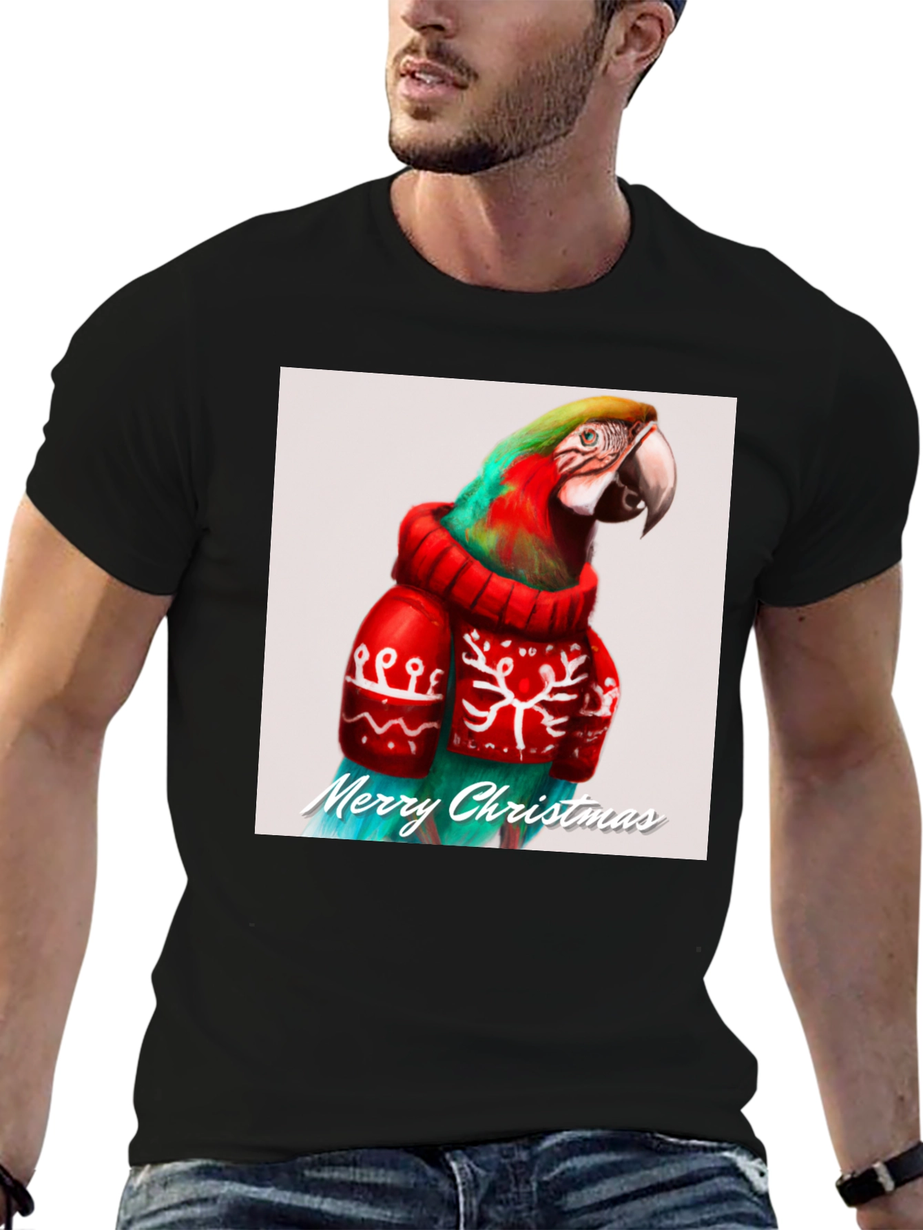 Festive Parrot Christmas T-Shirt
