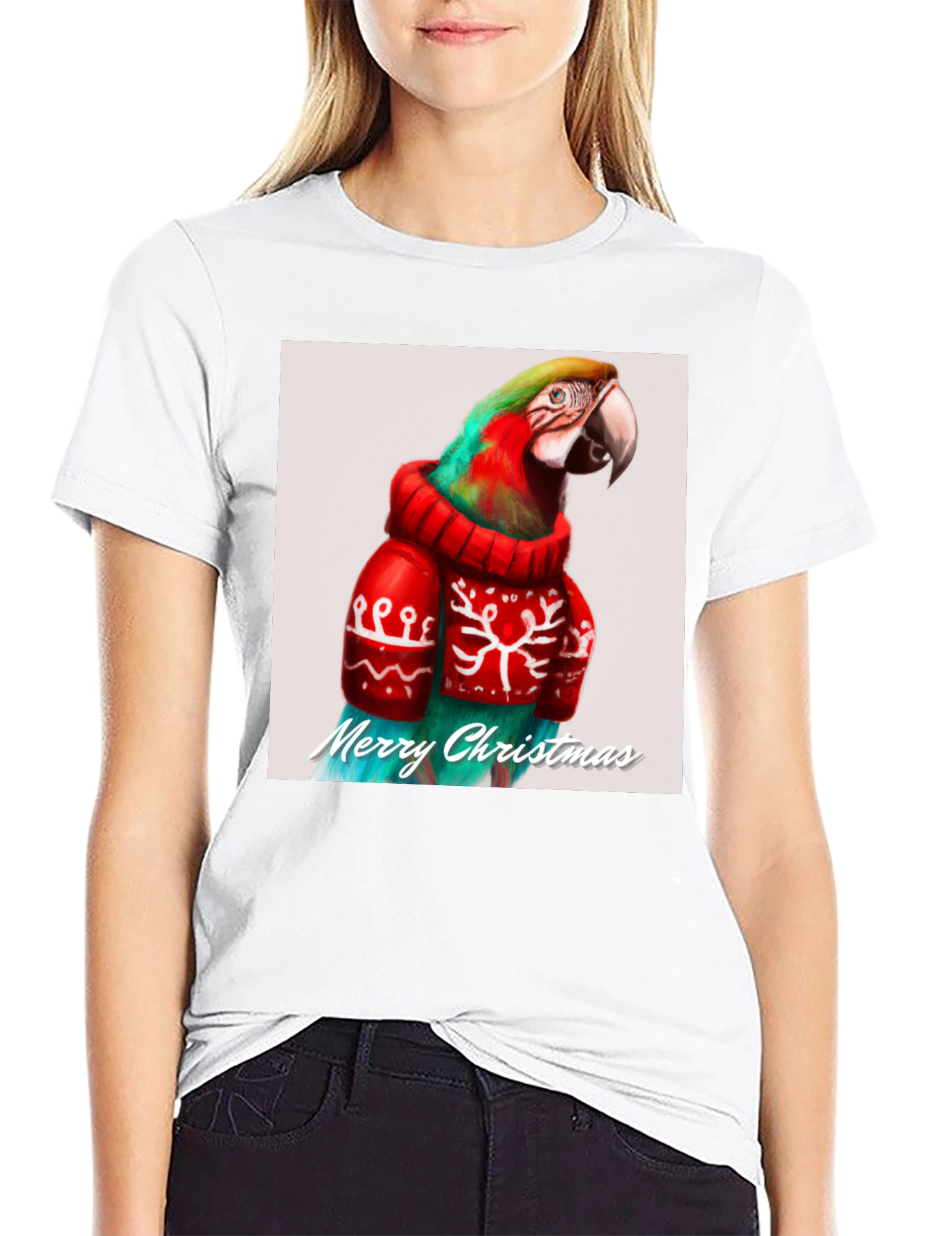 Festive Parrot Christmas T-Shirt
