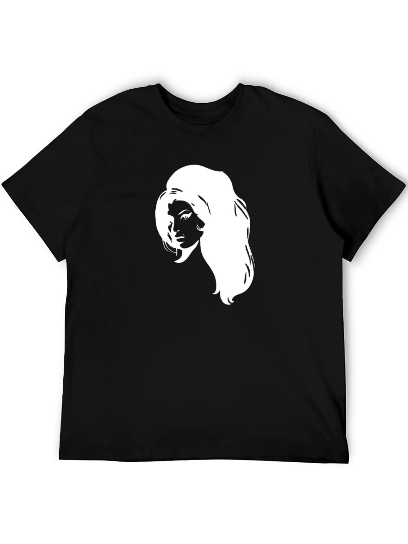 Black T-Shirt with White Woman Graphic