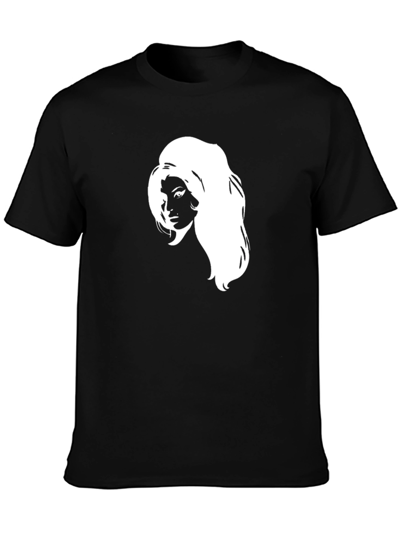 Black T-Shirt with White Woman Graphic