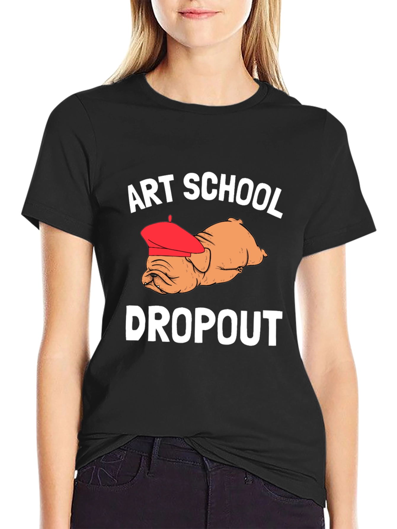 Art School Dropout T-Shirt Bulldog in Beret