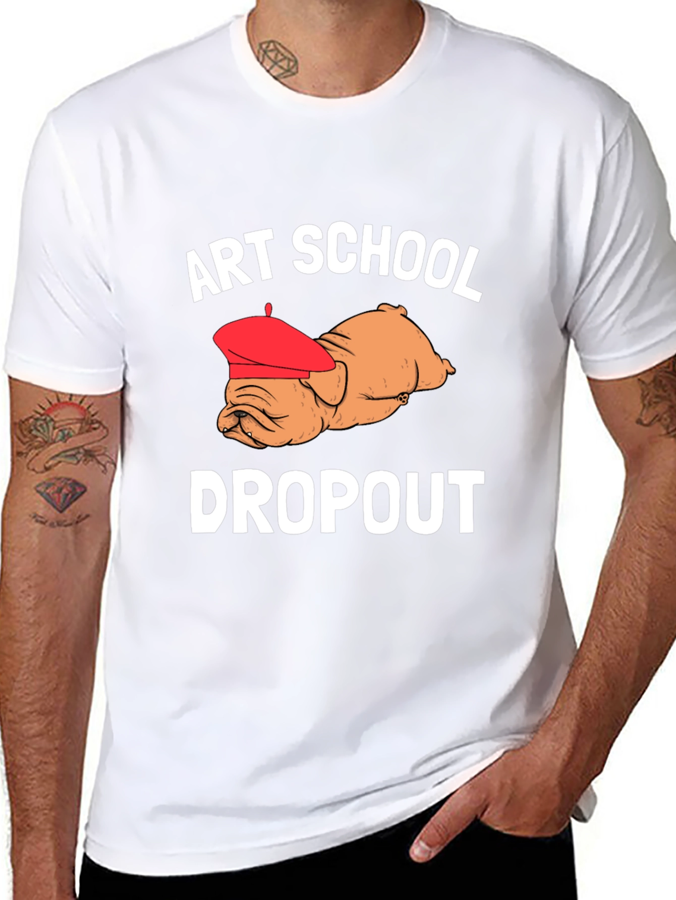 Art School Dropout T-Shirt Bulldog in Beret