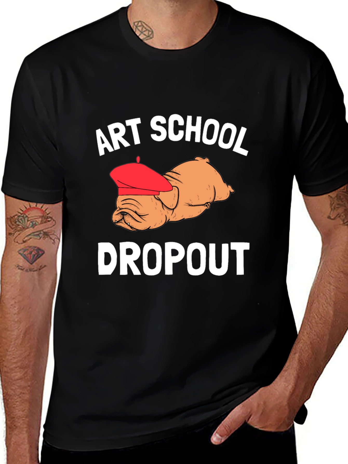 Art School Dropout T-Shirt Bulldog in Beret