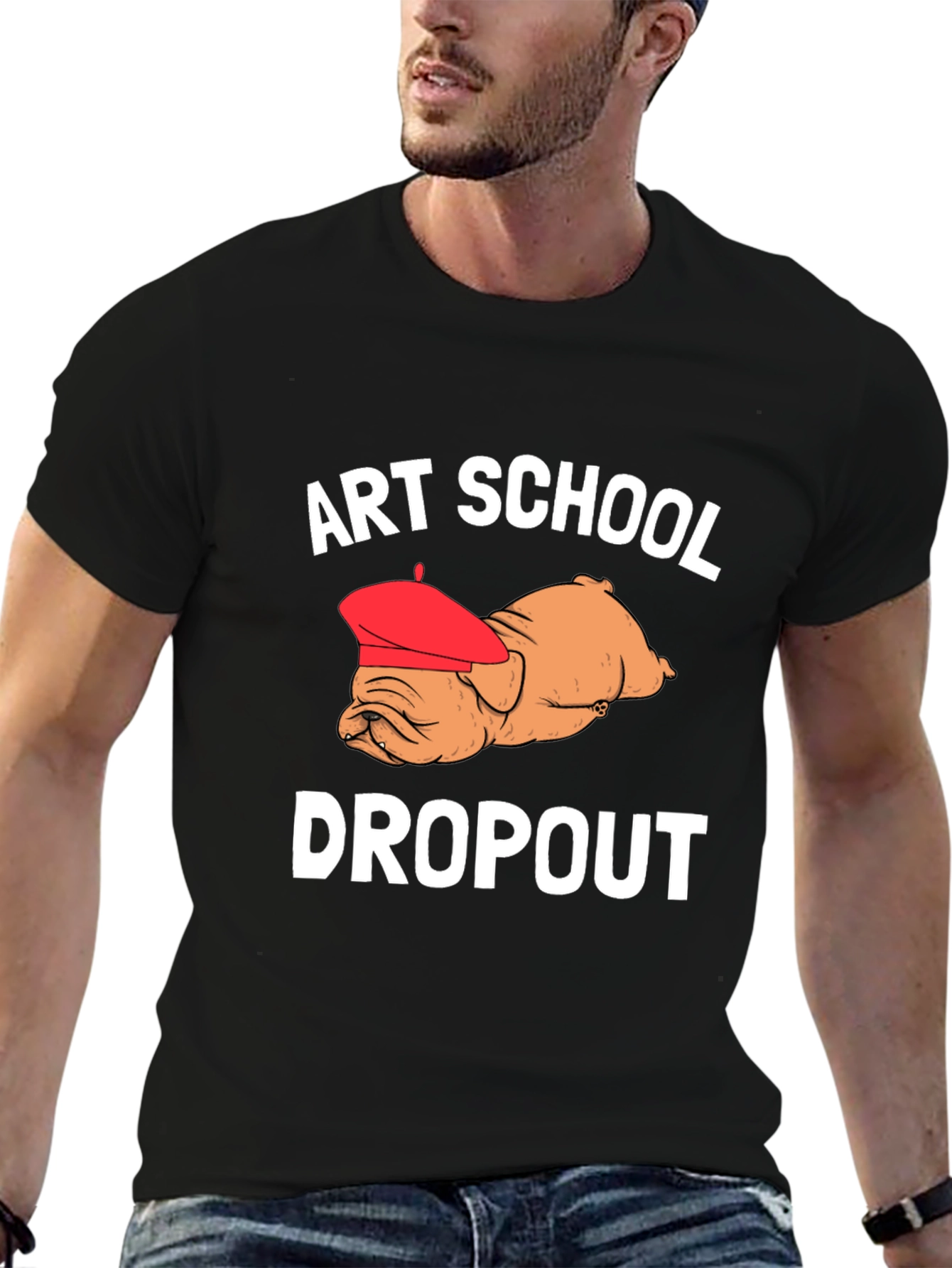 Art School Dropout T-Shirt Bulldog in Beret