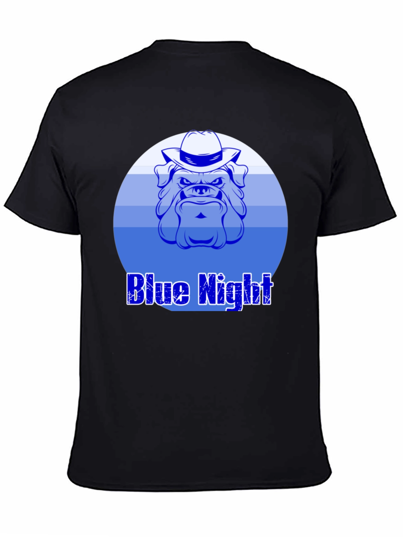 Blue Night Bulldog Graphic T-Shirt