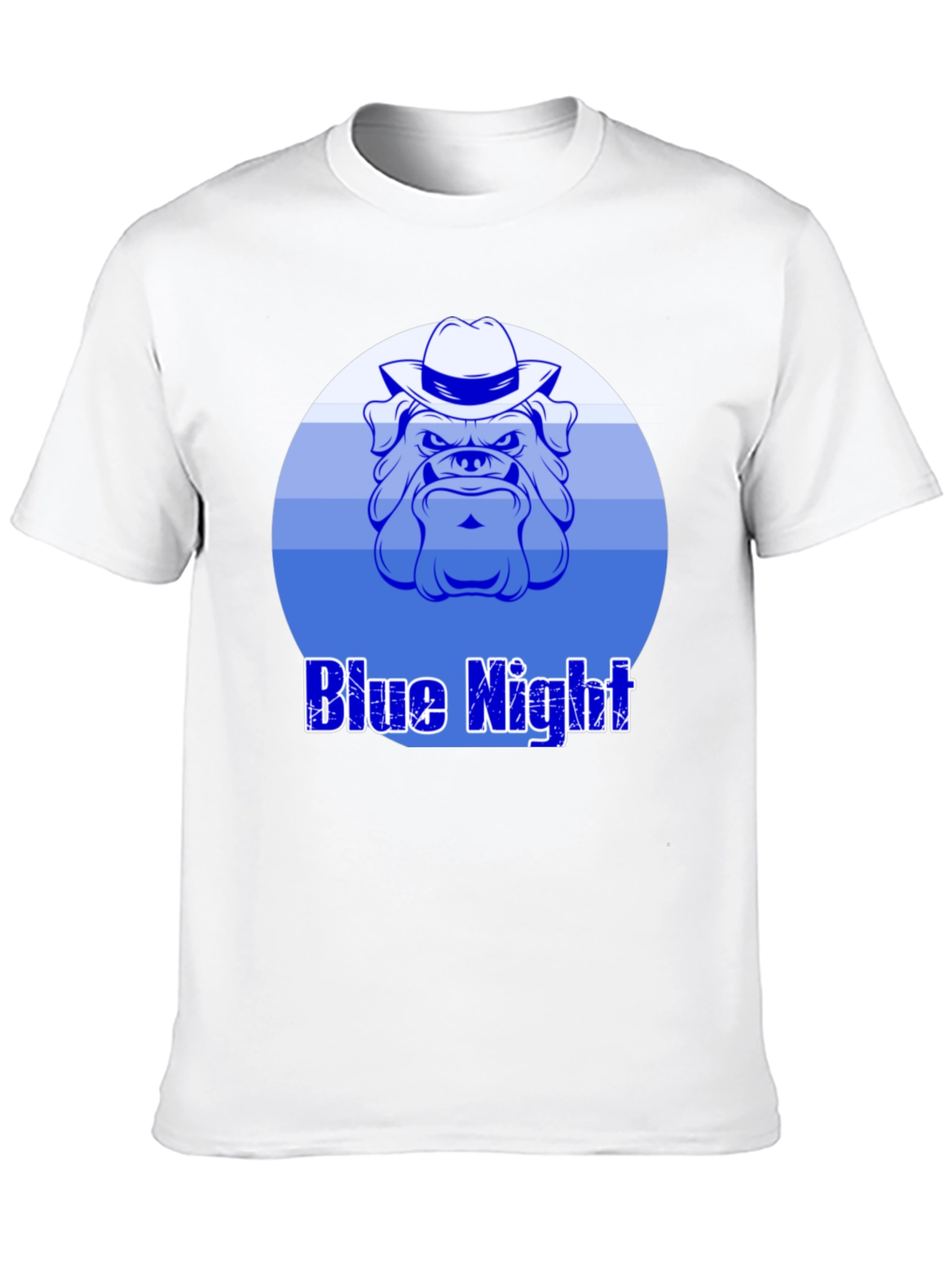 Blue Night Bulldog Graphic T-Shirt