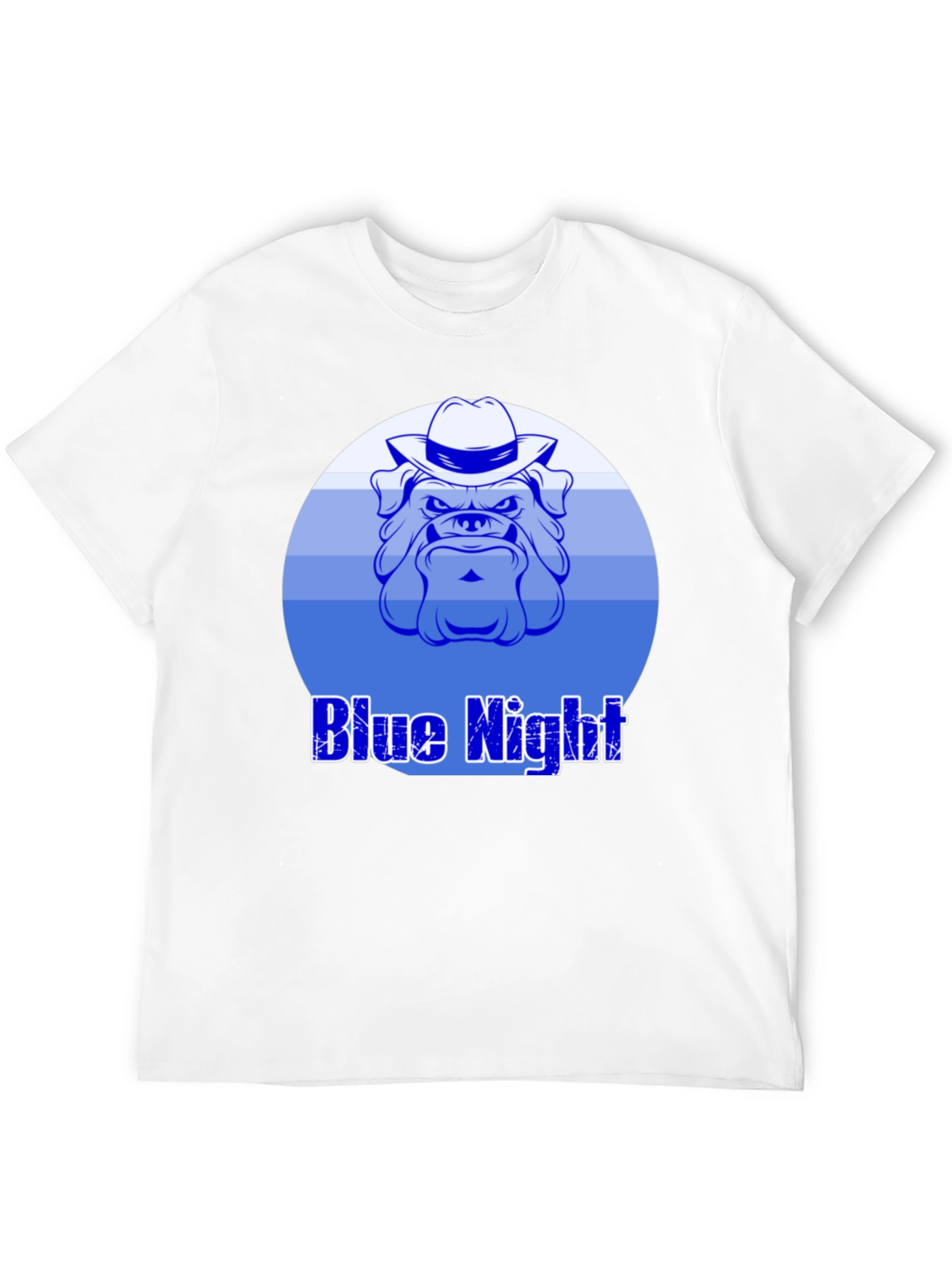 Blue Night Bulldog Graphic T-Shirt